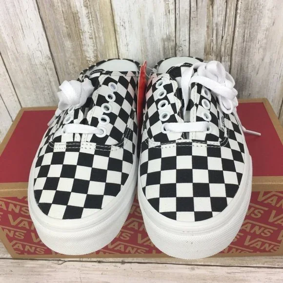 Vans Authentic Mule Checkerboard Black/Truwht🏁 AUA - Picture 4 of 14